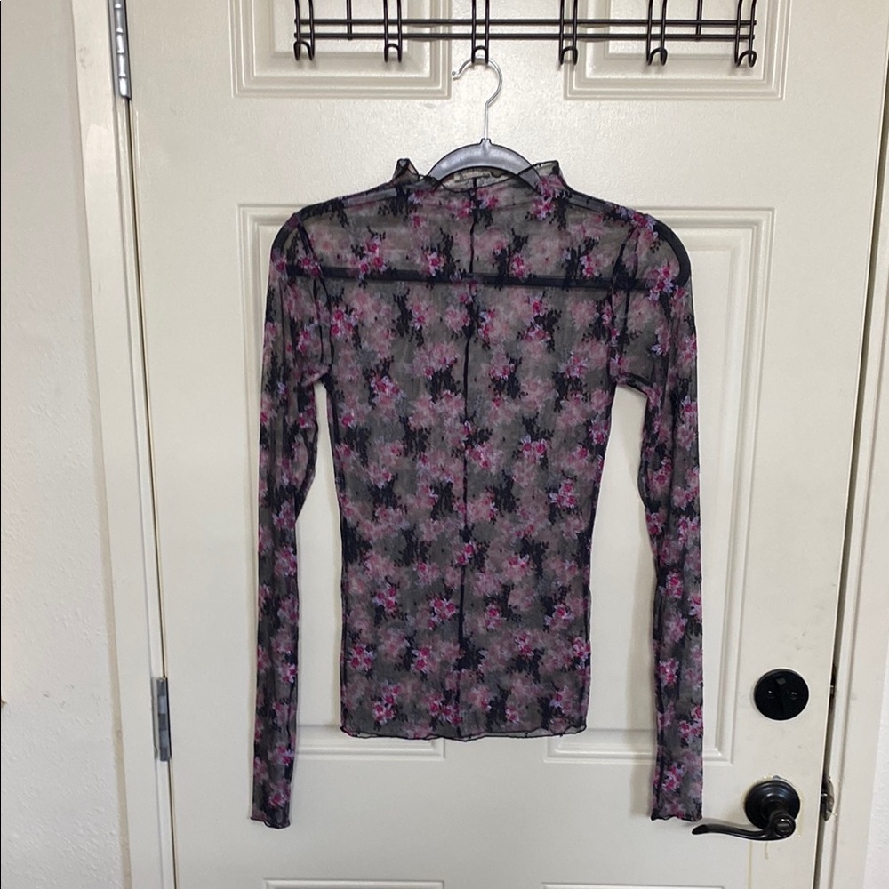Free People Purple Fitted Blouse with Mandarin Collar